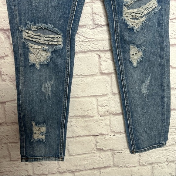 Signature 8 Distressed Low Rise Blue Jeans - Picture 6 of 14